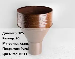 Воронка 125 90 сталь Pural RR11